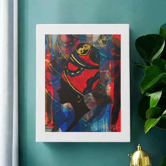 Abstract Ethnic Canvas Wall Art - Hand Drawn African Woman Illustration