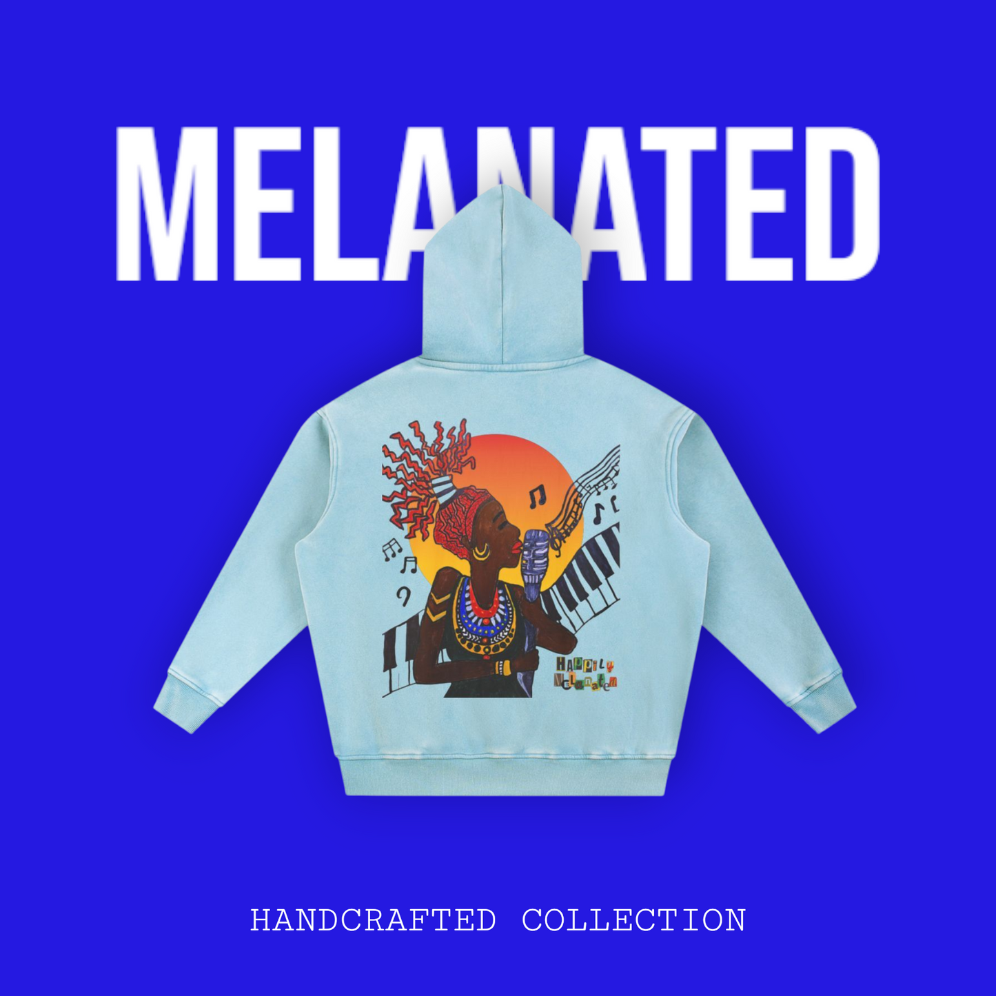 Jazz Singer Art Hoodie, Snow Wash Fleece Oversize Unisex Hoodie