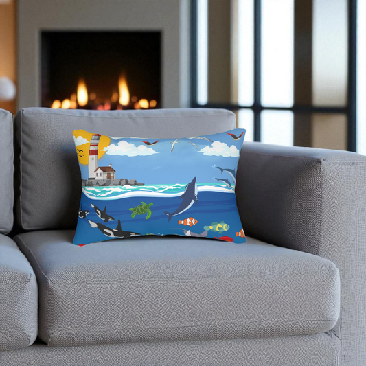 Ocean Adventure Lumbar Pillow - Nautical Marine Decor for Home
