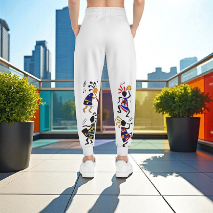 Handcrafted Afro Music Cartoon Art Athletic Joggers, Unisex Sweatpants
