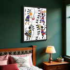 Tribal Music Wall Art, Original Hand Drawn Piece, Cultural Home Decor, Vertical Frame Printify