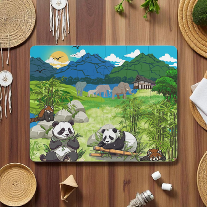 Kids' Puzzle, 30-Piece - Animals from Asia, Panda Puzzle, Educational Jigsaw Game