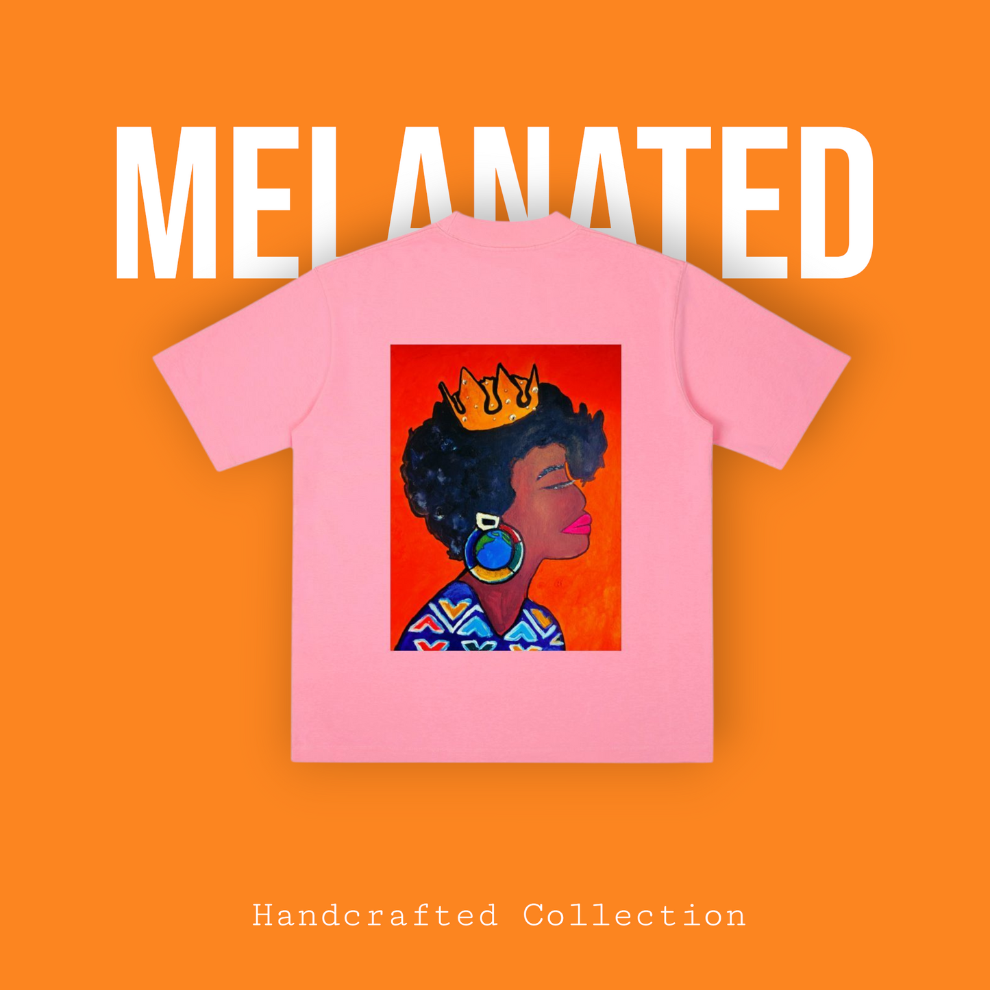 Crowned Black Woman Art Graphic Vintage Wash Drop Shoulder T-shirt