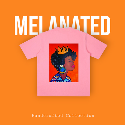 Crowned Black Woman Art Graphic Vintage Wash Drop Shoulder T-shirt