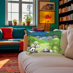 Cozy Wildlife Lumbar Pillow - Nature-Inspired Panda & Elephant Design Printify