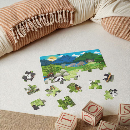 Kids' Puzzle, 30-Piece - Animals from Asia, Panda Puzzle, Educational Jigsaw Game