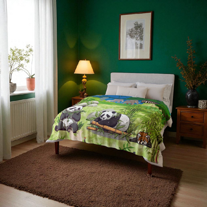 Cozy Panda-Themed Soft Polyester Blanket for Kids