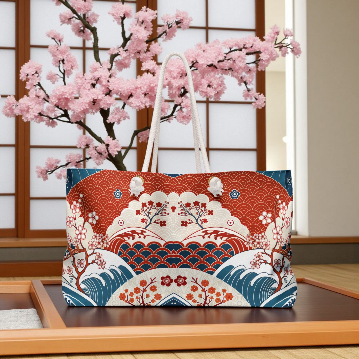 Stylish Weekender Bag with Floral Wave Design | Perfect for Travel