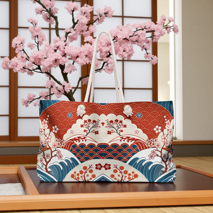 Stylish Weekender Bag with Floral Wave Design | Perfect for Travel