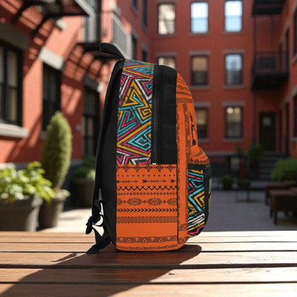Ethnic Music Backpack, Music Lover Bag, Cartoon Print Rucksack, Ethnic Design