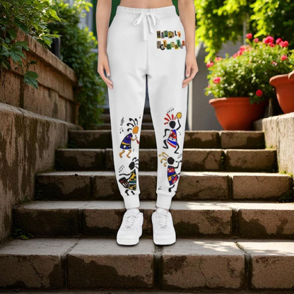 Handcrafted Afro Music Cartoon Art Athletic Joggers, Unisex Sweatpants