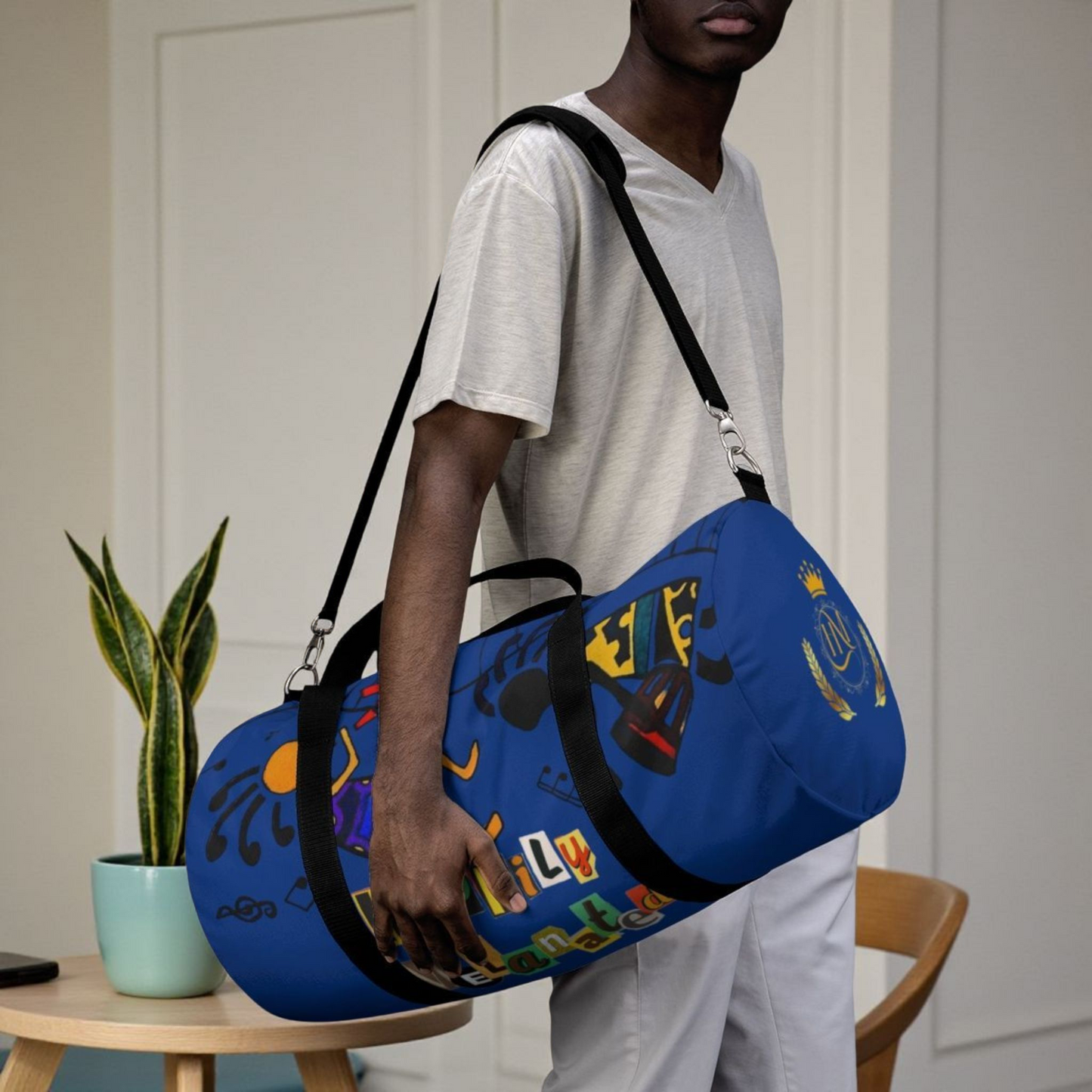 Afro Music Cartoon Piano Art Handcrafted Duffel Bag - Musician Gift, Travel Bag, Music Lover Gym Bag
