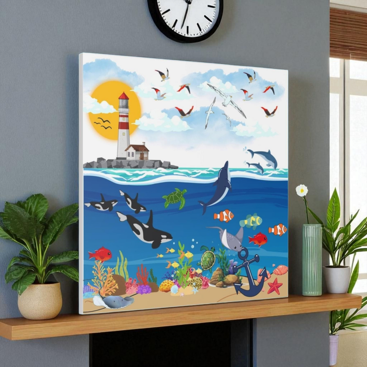 Canvas Gallery Wraps, Aquatic Animal Nautical Art, Ocean Animal Wall Art, Marine Wildlife Printify