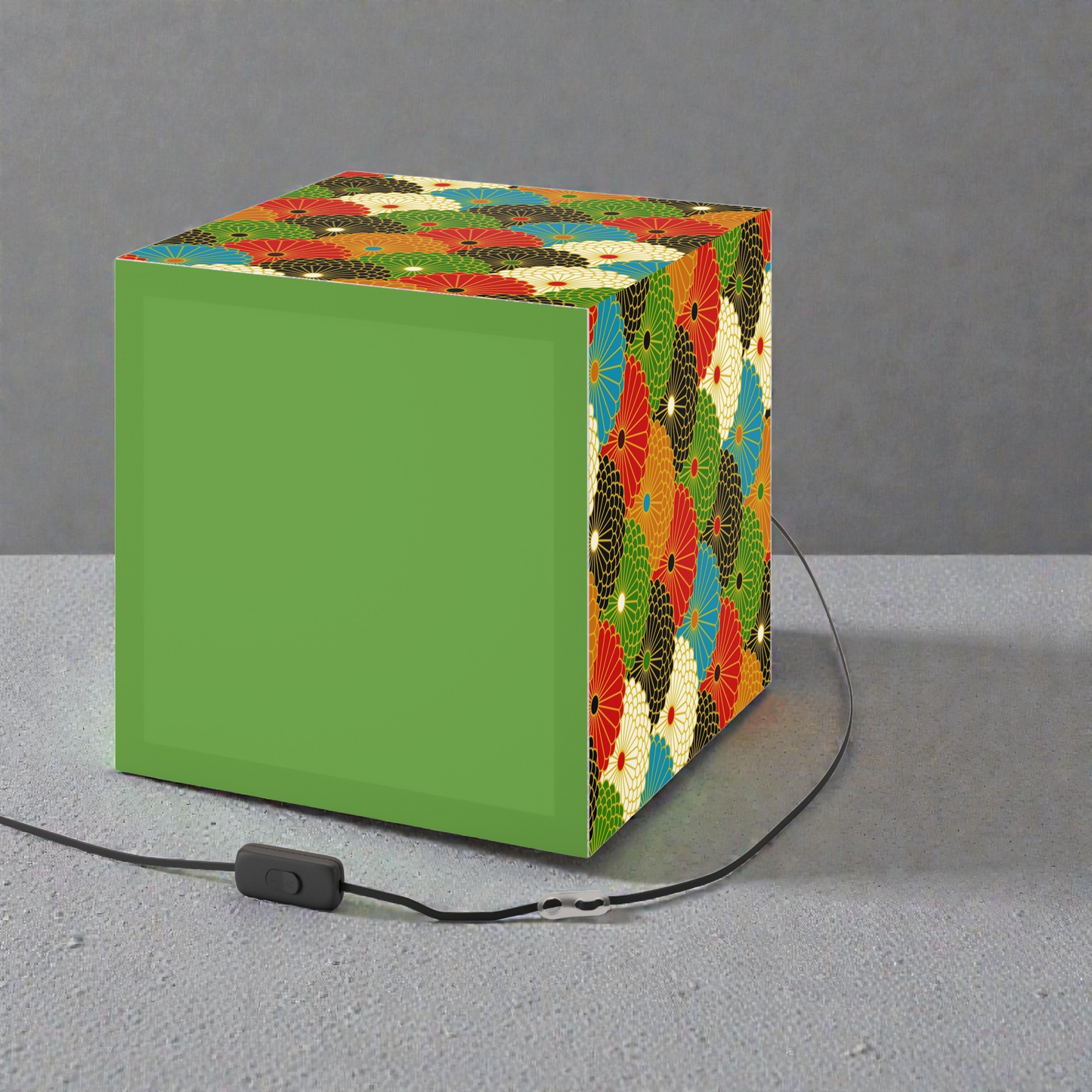 Japanese Fan Pattern Light Cube Lamp — Colorful Scallop Decorative Night Light