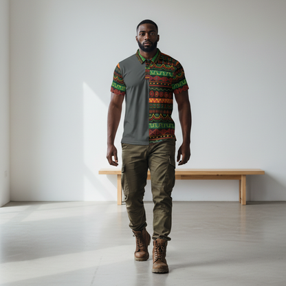 African Print Polo Shirt — Bold Kente-Inspired Pattern