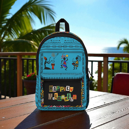 Boho Afro Music Backpack, Music Lover Bag, Cartoon Print Rucksack