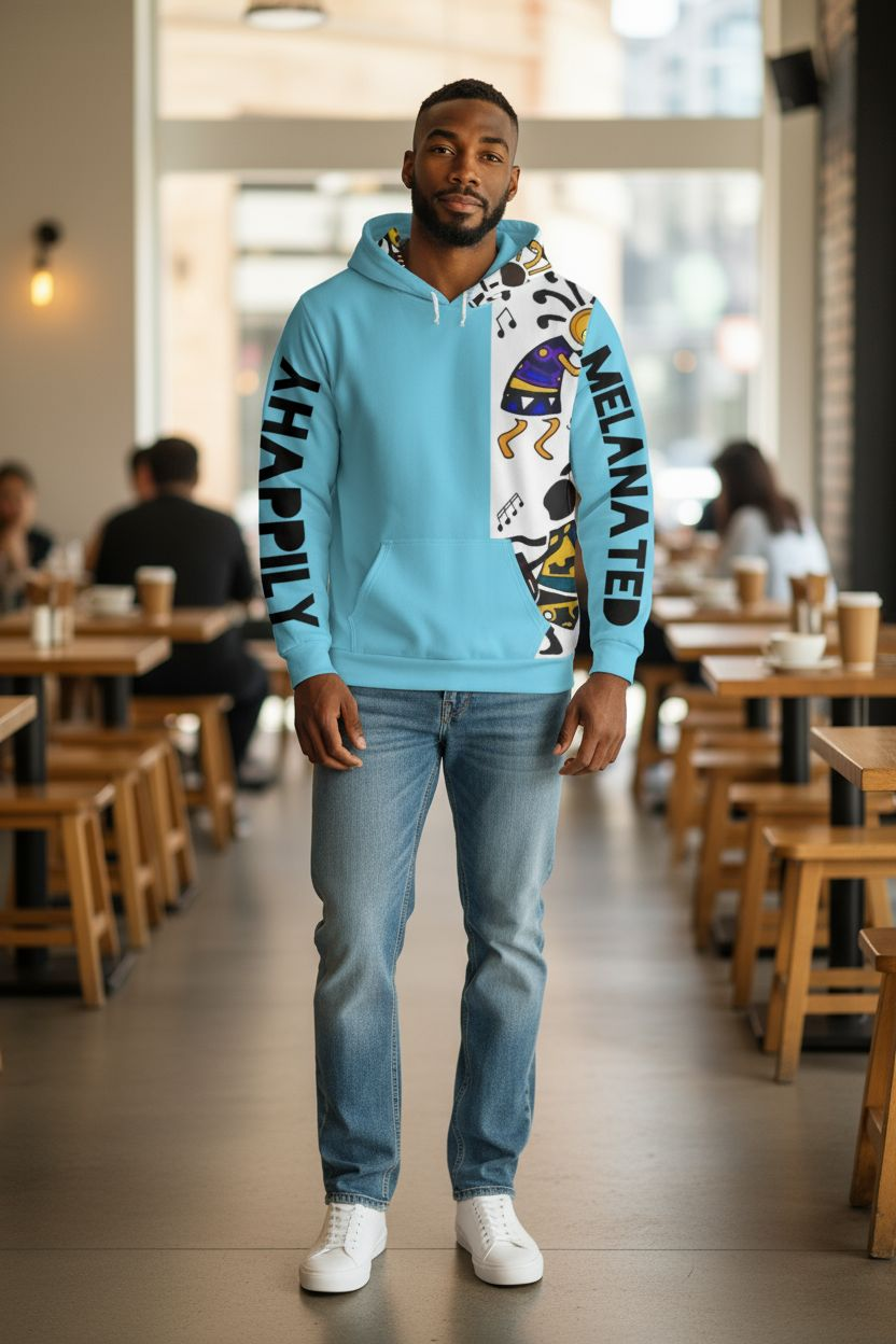 Hand-Drawn Afro Music Motifs Allover Hoodie, Unisex Streetwear for All