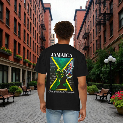 Handmade Unisex T-shirt with Original Jamaican Flag Design
