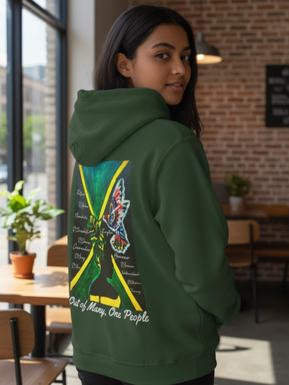 Unisex Graphic Hoodie with Hand Drawn Jamaican Flag Art , Trendy Casual Wear