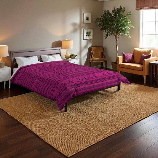 Afro Geometric Comforter, Cozy Blanket for Home Decor, Boho Style Bedding