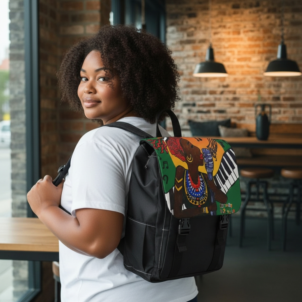 Jazz Singer, Music-Inspired Unisex Shoulder Backpack - Stylish & Functional