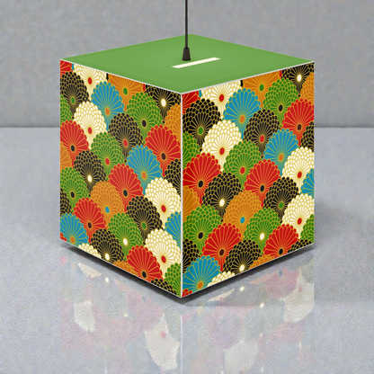 Japanese Fan Pattern Light Cube Lamp — Colorful Scallop Decorative Night Light