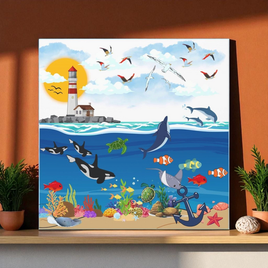 Canvas Gallery Wraps, Aquatic Animal Nautical Art, Ocean Animal Wall Art, Marine Wildlife