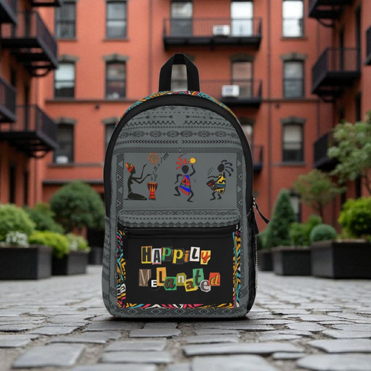 Afro Music Backpack, Music Lover Bag, Cartoon Print Rucksack, Ethnic Design