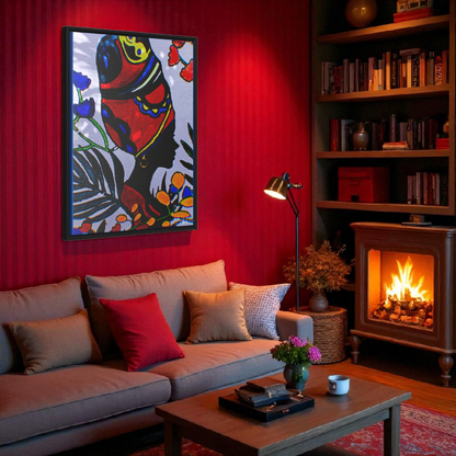 Artisan Black Woman Portrait, Handcrafted Wall Art, Empowering Home Decor, Vertical Frame