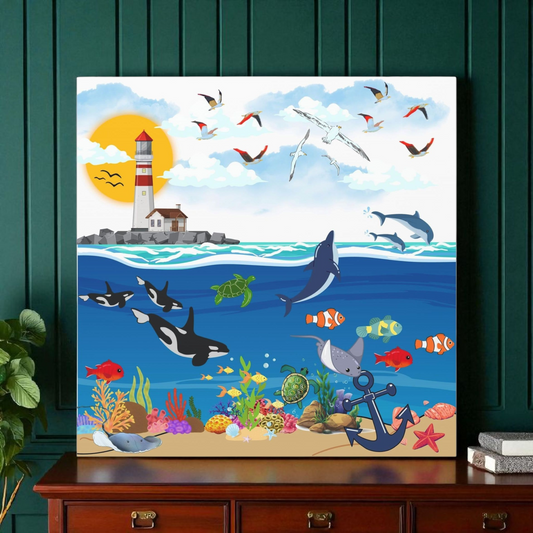 Vibrant Ocean Scene Canvas Wall Art, Nautical Decor for Beach Lovers, Coastal Living, Gift for Housewarming, Relaxing Atmosphere