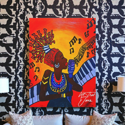 Canvas Art Print, Jazz Singer Music Decor, Jazz Piano Wall Art, Original Artwork