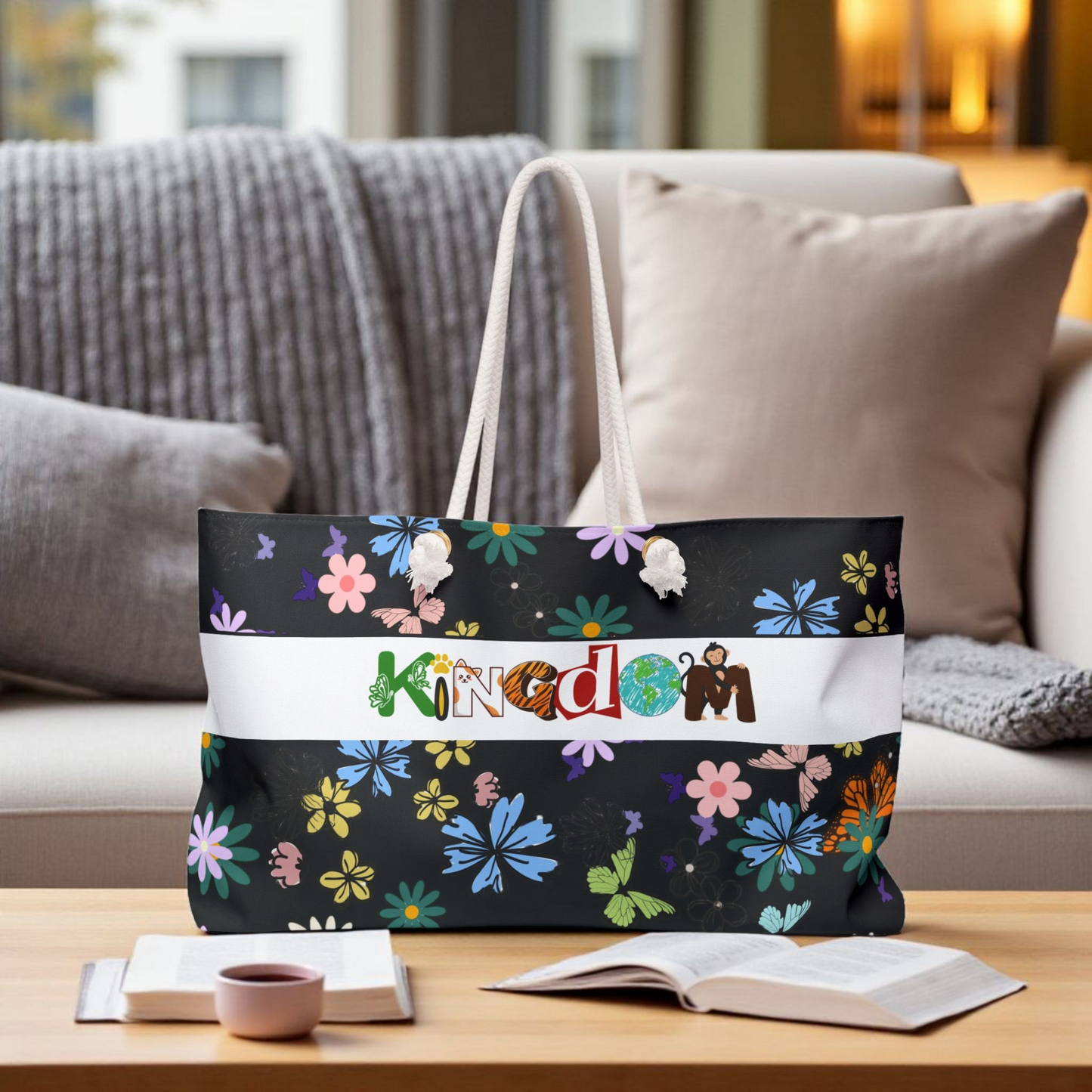 Vibrant Floral Kingdom Weekender Bag - Perfect for Travel & Beach