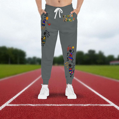 Afro Music Cartoon Art Unisex Athletic Joggers, Handcrafted Jogger Pants, Workout Sweatpants