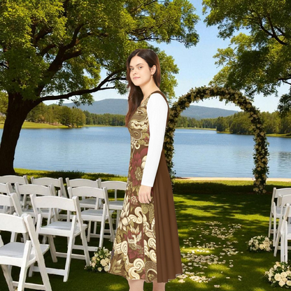 Elegant Floral Print Long Sleeve Dance Dress, Perfect for Parties, Dance Recitals