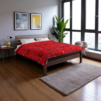 Afro Music Cartoon Comforter, Handcrafted Bedspread for Music Lovers, Unique African Art Comforter