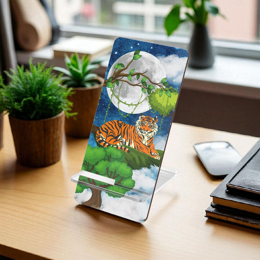 Tiger-Themed Smartphone Display Stand - Jungle Night Design