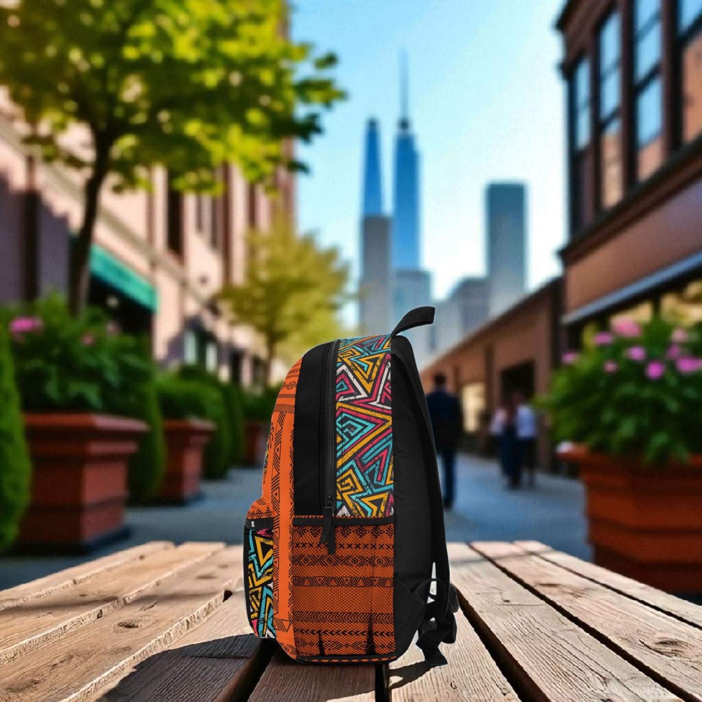 Ethnic Music Backpack, Music Lover Bag, Cartoon Print Rucksack, Ethnic Design