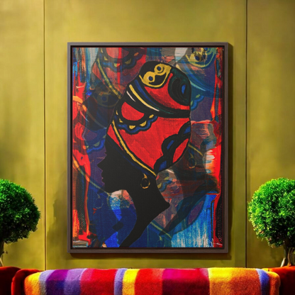 Artisan Black Woman Portrait, Handcrafted Wall Art, Empowering Home Decor, Vertical Frame