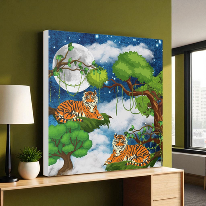 Wild Tiger Nature Wall Art Canvas, Safari Jungle Animal Home Decor Print