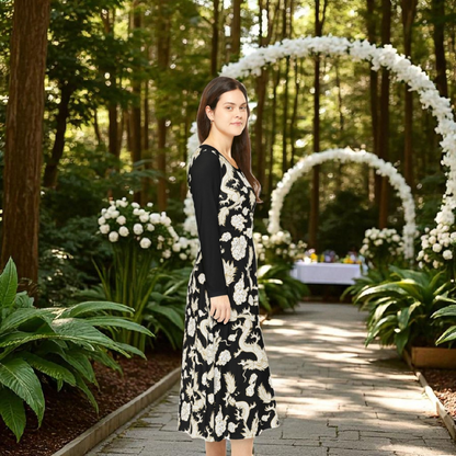Beautiful Dragon Long Sleeve Dance Dress | Boho Style, Dance Wear, Vintage Inspired, Garden Party Dress, Mother’s Day Gift
