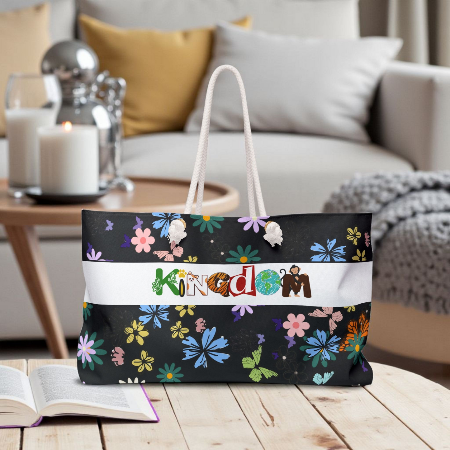 Vibrant Floral Kingdom Weekender Bag - Perfect for Travel & Beach