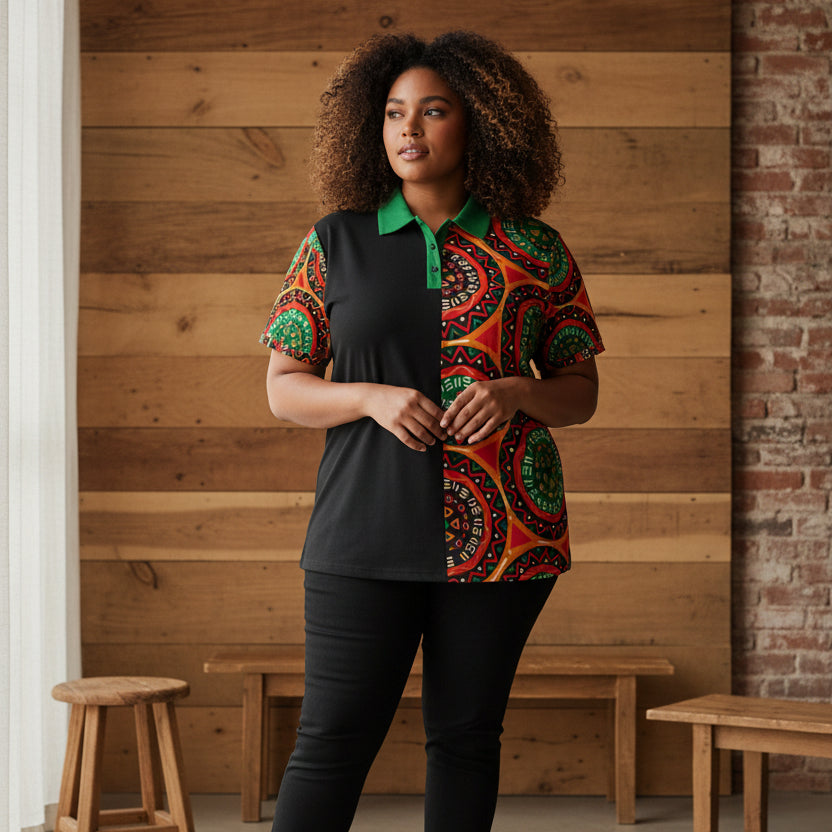African Mandala Print Polo — Half-Panel Geo Pattern Golf Shirt Printify