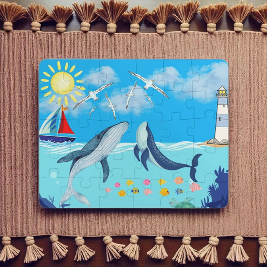 Whale Kids' Puzzle, 30-Piece - Aquatic Educational Toy for Children, Ocean Theme Jigsaw
