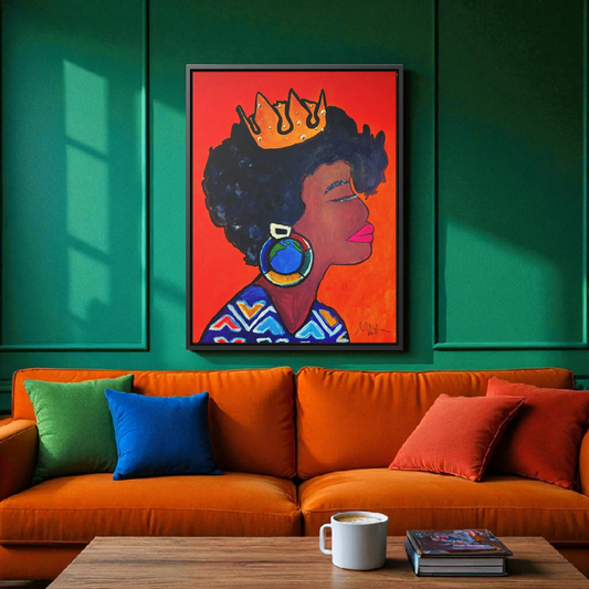 Wall Art - Exquisite Ethnic Woman Canvas Painting, Vertical Gallery Wrapped Artwork