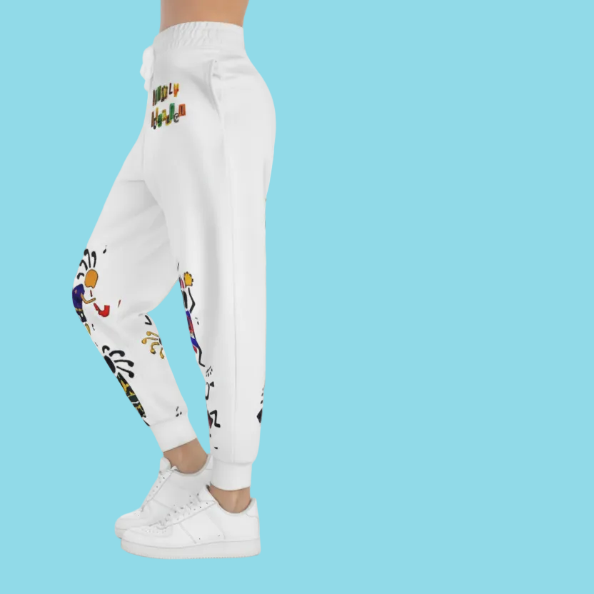 Handcrafted Afro Music Cartoon Art Athletic Joggers, Unisex Sweatpants Printify