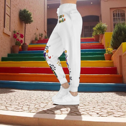 Handcrafted Afro Music Cartoon Art Athletic Joggers, Unisex Sweatpants