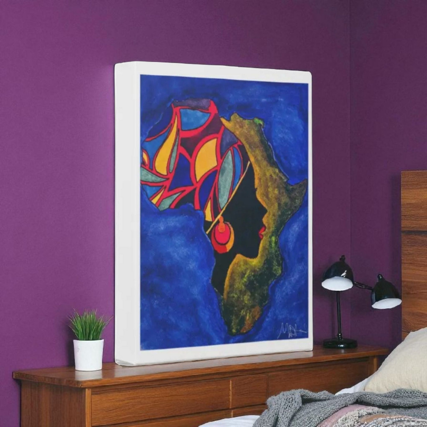 Ethnic Wall Art - Abstract Africa Map Painting on Canvas, Detailed Handcrafted Continent Illustration