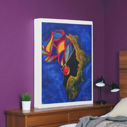Ethnic Wall Art - Abstract Africa Map Painting on Canvas, Detailed Handcrafted Continent Illustration