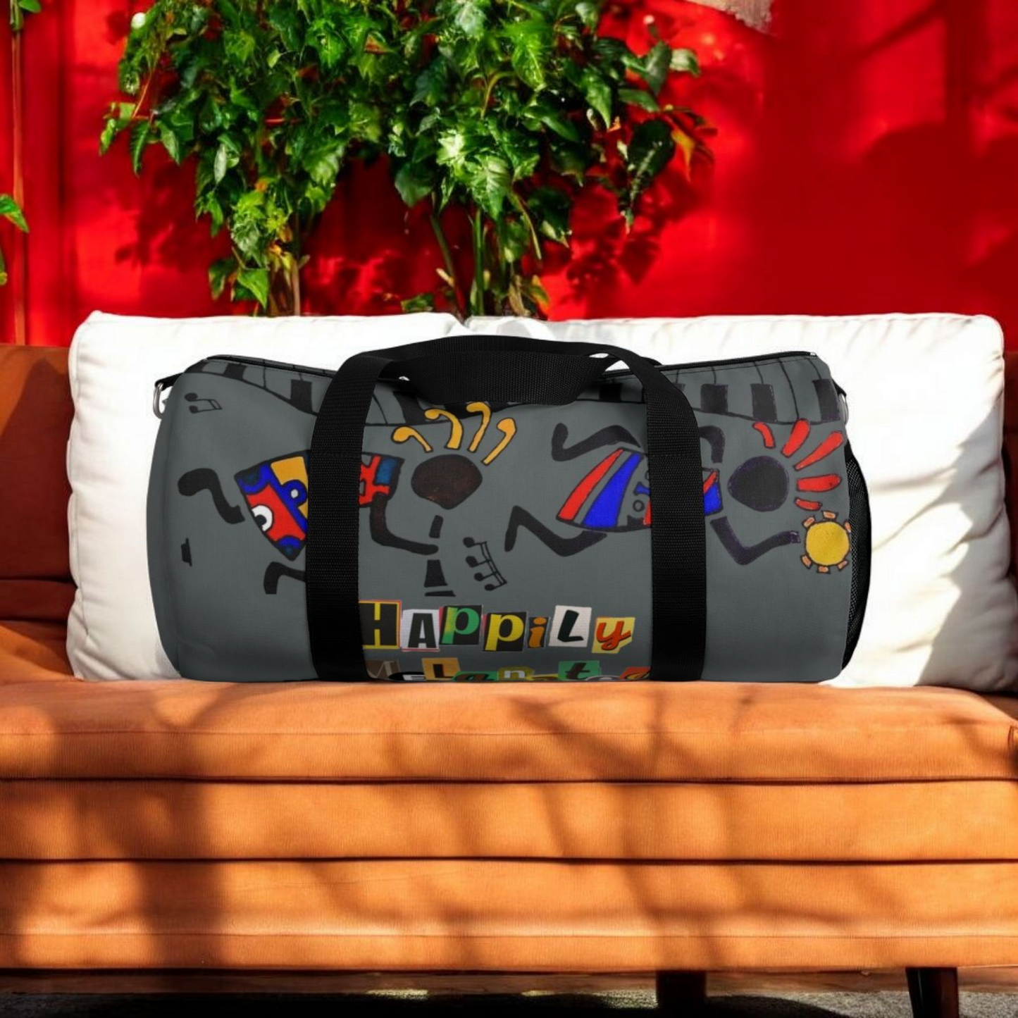 Afro Music Cartoon Piano Art Handcrafted Duffel Bag - Musician Gift, Travel Bag, Music Lover Gym Bag
