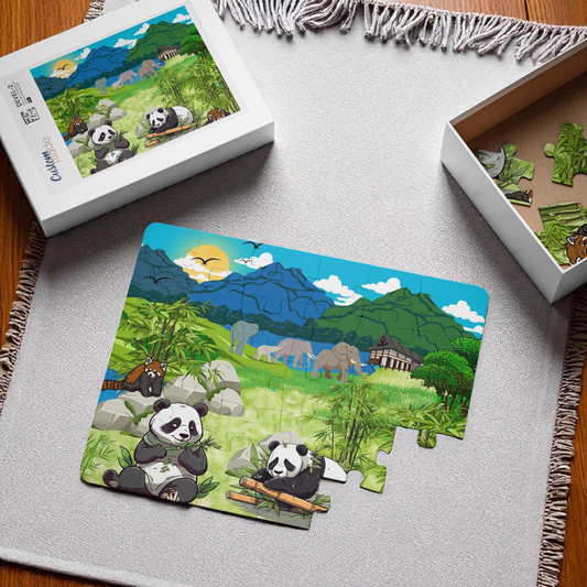 Kids' Puzzle, 30-Piece - Animals from Asia, Panda Puzzle, Educational Jigsaw Game